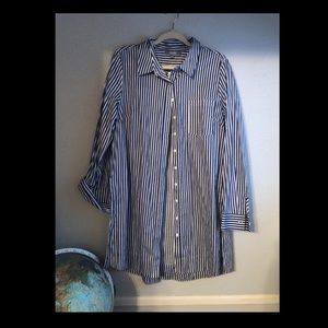 Blue & white striped button down-extra long